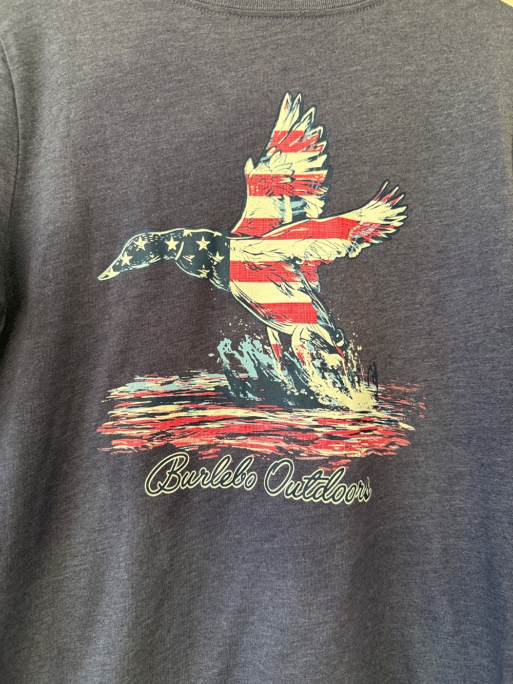 BURLEBO Navy Long Sleeve Tee with Red, White & Blue Duck Graphic